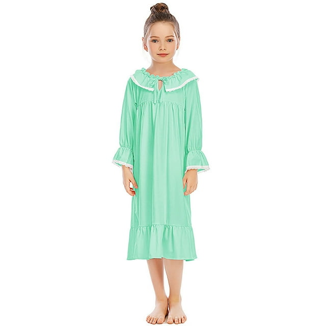 Chemise de Nuit d'Hiver Confortable pour Filles, Robe de Pyjama à Manches Longues Douce avec Imprimé Floral, Robe de Nuit Confortable pour Enfants et Tout-Petits
