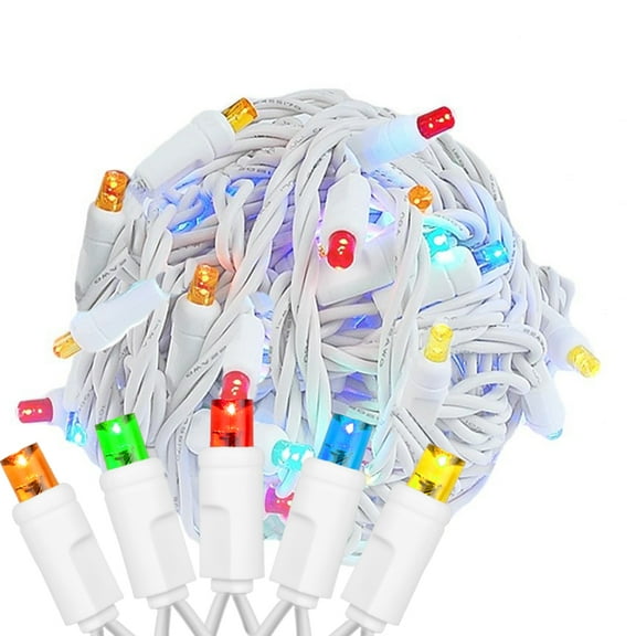 Novelty Lights Multicolored 100 LED Christmas Mini Light Set (white Wire, 34 Feet)