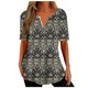 thumbnail image 2 of ICHUANYI Clearance Women's Fashion Comfortable Casual Round Neck Color Button Blouse(Brown, XXL) ICHUANYI WER2023080805605, 2 of 5
