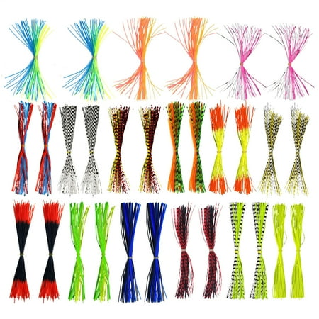 AITOCO Jig Skirts For Bass Fishing Silicone Bait Skirt Kit 30 Bundles Soft Realistic Lures Jigs for Freshwater Saltwater Bass Trout Catfish Fishing Ice River Lake Pond Flyfishing responsible