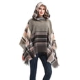 thumbnail image 4 of Chal con capucha a cuadros para mujer, manta, poncho, sudadera con capucha, chal con borlas, 4 of 5
