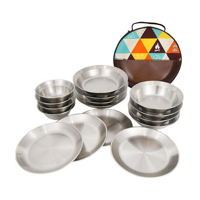 Utensilios de Cocina para Campamento, Tazones, Platos, Recipientes para Alimentos, Vajilla Portátil, Cubiertos para Exteriores para Viajes Cortos, Pla Zulema Vajilla de campamento al aire libre