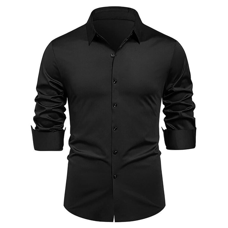 M-4X Plus Size Dress Shirts for Men Long Sleeve Big & Tall Slim-Fit T-Shirts  Mens Formal Solid Color Button-Down Collared Business Work Tops -  Walmart.com