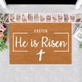 thumbnail image 5 of CoreLiving Easter Coir Doormat Outdoor Mat He Is Risen Welcome Door Rug Layered Striped Spring Doormat for Front Porch Entryway Decor Black and White Large 24x16 Inch, 5 of 7