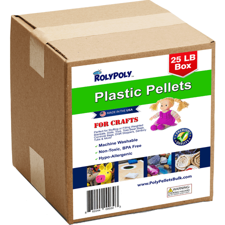Plastic Pellets Bulk for Weighted Blankets (25 LBS) Bulk Box Non-Toxic, Premium Quality, Made in the USA for Rock Tumbling, Stuffing & Filling Dolls/Plush, Crafts, Corn Hole Bags, Rifle (Best Stuffing For Cushions)