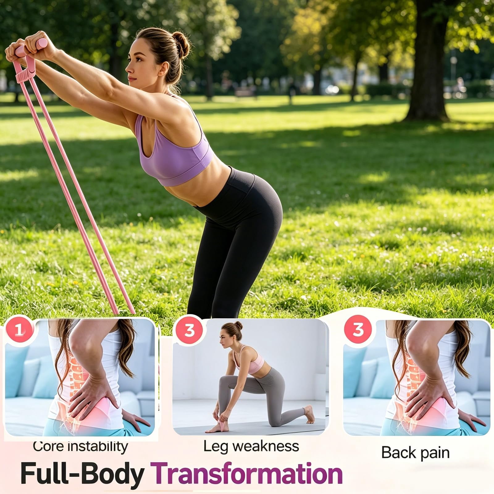 Pedal Resistance Band with Handle,3-in-1 Multifunction 8 Tube Exercise Bands for Full Body Workout