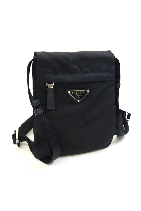 Pre-Owned Prada Shoulder Bag 2VH059 Black Nylon Crossbody Pouch for Women and Men PRADA