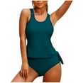 thumbnail image 2 of ylioge Womens Built in Bras Swimsuits Tankini with Shorts Two Piece Bathing Suits Ladies Casual Solid Color Beach Surfing Swimming Tankinis, 2 of 5