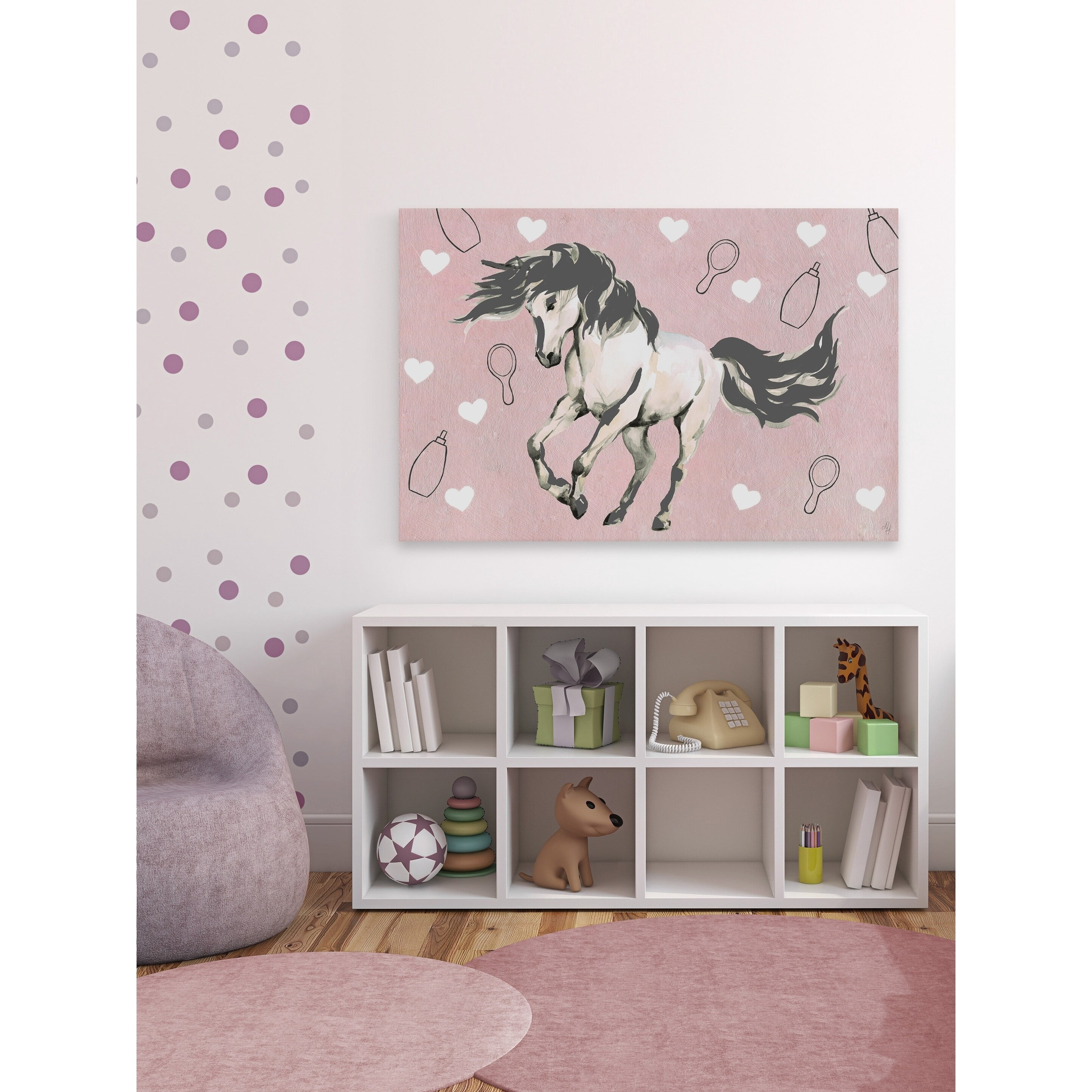 Marmont Hill Grooming Unicorn Canvas Wall Art