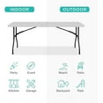 thumbnail image 4 of 6ft Plastic Folding Table, Indoor Outdoor Heavy Duty Portable w/Handle, Lock for Picnic, Party, Camping - Light Gray, 4 of 10