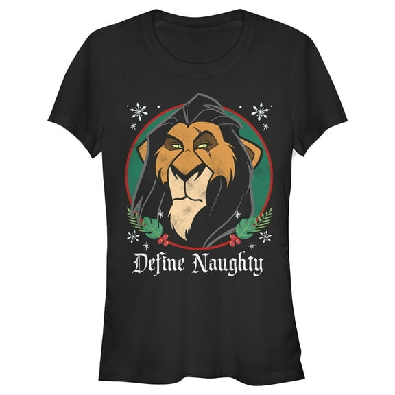 Junior's Lion King Christmas Scar Define Naughty  Graphic Tee Black X Large