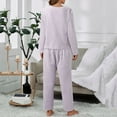 thumbnail image 3 of Women Casual Pajamas Sets Coral Long Sleeve Tops And Long Pants Letter Printing Sleepwear Two Piece Set Sleeping Clothes for Women Pajamas Woman Summer Womens Pajamas Cute Womens Pajama Set Two Piece, 3 of 6