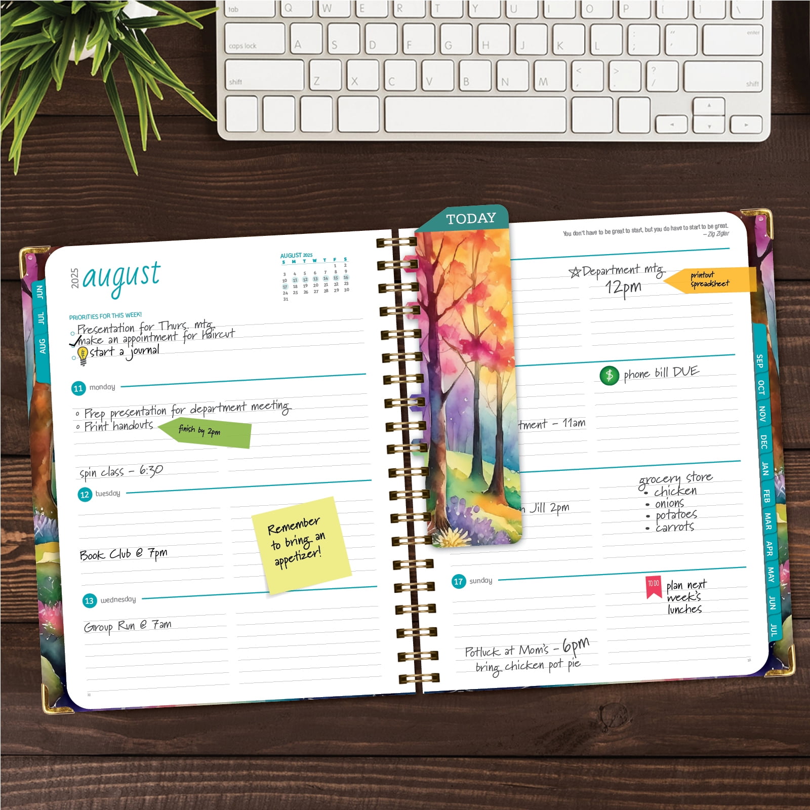 Academic Year 2025-2026 Planner, June 2025 - July 2026, 8.5"x11" Daily Weekly Monthly Planner Yearly Agenda, Hardcover, Bookmark, Pocket Folder and Sticky Note Set (Rainbow Trail)