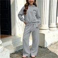 thumbnail image 2 of ITSAME Girls 2 Piece Outfit Bow Print Fleece-Lined Hooded Sweatshirt and Wide Leg Pants Warm Casual Set Size 9, 2 of 6