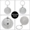 thumbnail image 3 of Womans Round Clutch Ball Crossbody Shoulder Bag Artificial Pearl Purse Ladies Rhinestone Handle Handbag, 3 of 7