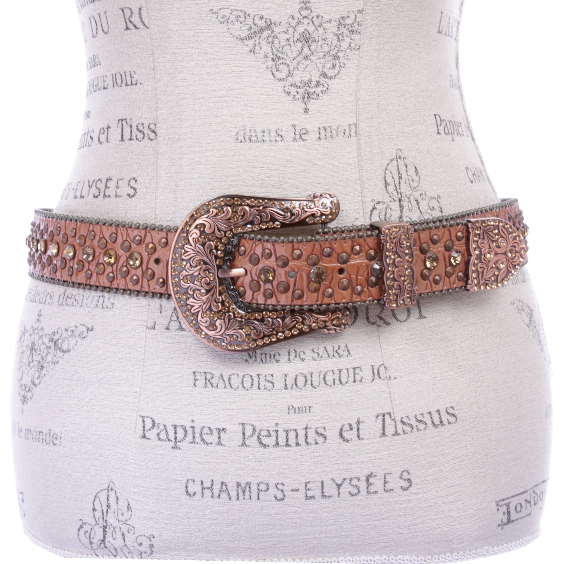VNT Western Biker Yallternative Coastal Cowgirl Rhinestone Studded Leather Belt Cowboy Cowgirl Classic Western Rhinestone Bling Studded  main image 4