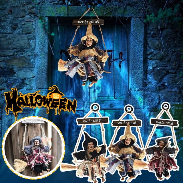 Colgante de Muñeca de Bruja de Halloween, Colgante de Terror, Colgante de Bruja Voladora, Colgante de Halloween