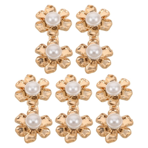 OUNONA waist cinching button Alloy Golden 5 Pairs