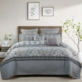 thumbnail image 3 of Home Soft Things 7 Piece Printed Microfiber Quilts Bedspread Set - Mystic - Charcoal - King (102" x 90"), 3 of 10