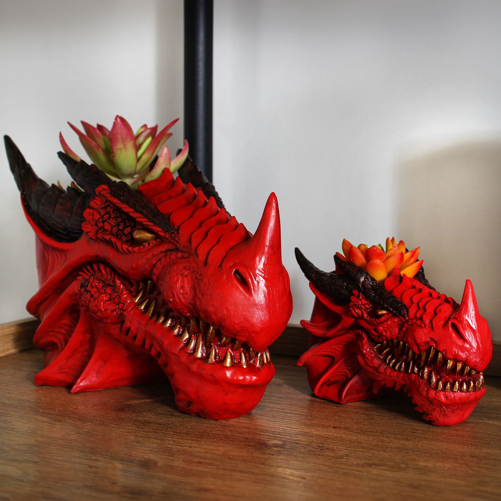 Esterno Dragon Head Planter Pot (11-Inch, Medium); Fantasy Dragon Head Shaped Gardening Container or Home Decor