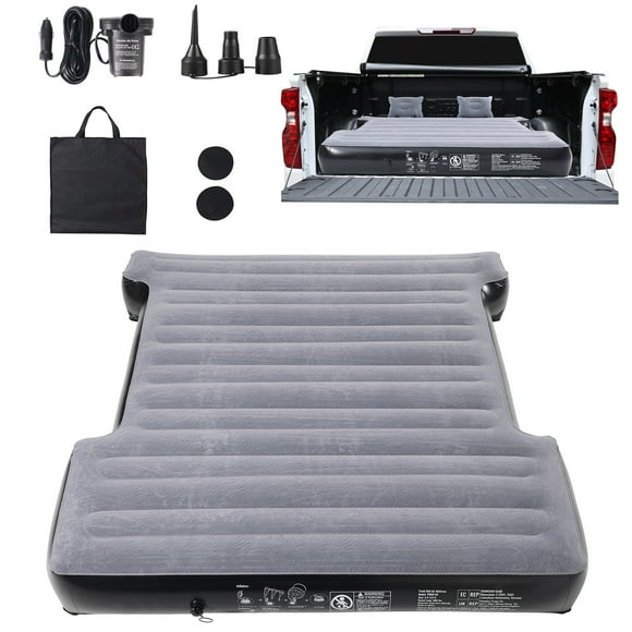 KFFKFF Air Mattress for Truck Bed, Suitable for 5.5-5.8 ft Compact Full Size Truck Beds, Blow-up Camping Bed with 12V Air Pump and 2 Pillows, Includes Carry Bag, Compatible with Silverado, RAM