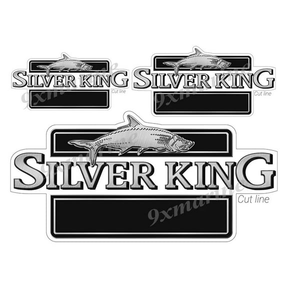 3 Silver King Boat Stickers "3D Vinyl Replica" of original