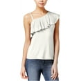 thumbnail image 2 of Almost Famous Womens One Shoulder Ruffle Pullover Blouse, White, Juniors, Medium, 2 of 2