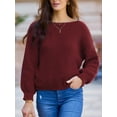 thumbnail image 5 of CUPSHE Womens Ribbed Knit Pullover Sweater 2024 Fall Long Sleeve Twist Back Crewneck Fashion Sweater Tops, Size S., 5 of 5