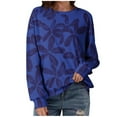 thumbnail image 2 of Craaazy Women's Fashion Floral Printed Casual Long Sleeve Loose Crewneck Hoodless Blouse Gifts, 2 of 8