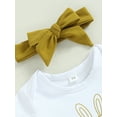 thumbnail image 5 of Bagilaanoe 3Pcs Newborn Baby Girl Easter Outfits Letter Print Short Sleeve Romper Tops + Shorts + Headband 3M 6M 12M 18M 24M Infant Short Pants Set, 5 of 9