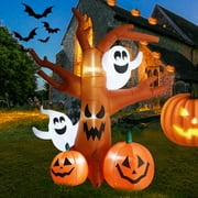 MUMTOP 8.2Ft Halloween Inflatables Dead Tree w/ Ghost Pumpkin, Haunted Tree LED for Yard Halloween Decoration