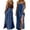Blue, variant on Women's Spaghetti Strap Maxi Dress – Low Back Loose Fit Summer Slip Dress with Side Slit – Casual Flowy Beach Cover-Up for Vacation & Lounge – Sizes S-XXXXXL (Available in 15 Colors)