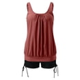 thumbnail image 4 of Womens Swimsuits Solid Color Stylish Ruffle Tankini Tops with Boyshorts Brown Bathing Suits for Women S, 4 of 6