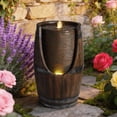 thumbnail image 2 of Barrel Outdoor Water Fountain with LED Lights Resin Farmhouse Garden Water Feature Ripple Water Curtain Patio Porch Yard Decor, 2 of 8