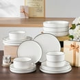 thumbnail image 4 of Vancasso 16pcs Ceramic Dinnerware Sets, Poreclain Plates w/Bowls, Service for 4, Oven & Dishwasher Safe, White and Black, 4 of 8