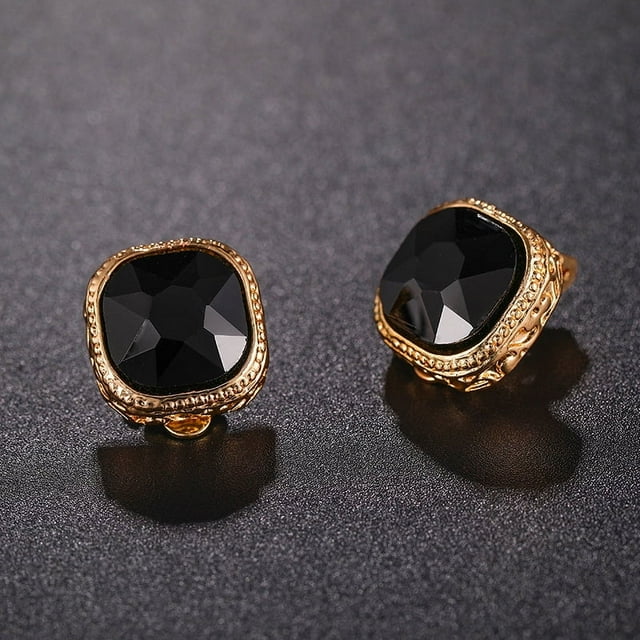 Nvzi Pendientes de clip con cristales de circonita cúbica, para pendientes de clip para orejas sin perforar, novias, damas de honor, madre de la novia - C10