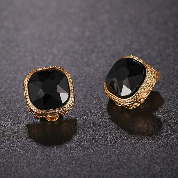 Nvzi Pendientes de clip con cristales de circonita cúbica, para pendientes de clip para orejas sin perforar, novias, damas de honor, madre de la novia - C10