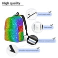 thumbnail image 3 of Easygdp Glitter Rainbow Durable Canvas Laptop Backpack,Water-Resistant,Adjustable Shoulder Strap,Large Capacity,Lightweight, Fits 15-17in Laptops for School,Work,Travel-Small, 3 of 5