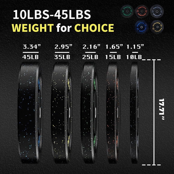 Cherish 45 Lb Bumper Plates 1 PCS, 2 inch Rubber Weight Plate, for Weight Lifting Strength Training Home Gym