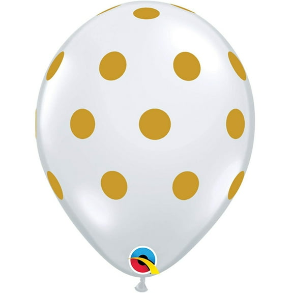 12 Qualatex Polka Dot Balloon Clear Gold Color 11"