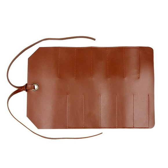 maskred Sac à Outils, Pochette à Clé en Cuir Enroulable, Pliable et Portable, Organisateur de Rangement pour Pinces avec Fentes, Brun