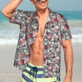 thumbnail image 4 of Uemuo Daisies Flowers Printed Regular Fit Short Sleeve Casual Hawaiian Shirt for Men,Aloha shirt,Tropical shirt,Floral print shirt,Vacation Beach shirt-Small, 4 of 9