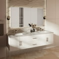 thumbnail image 2 of Geneva 72 in. W Glossy White Double Bath Vanity, Carrara Marble Top, and Faucet Set, 2 of 11