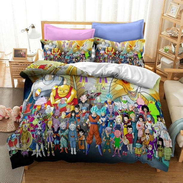 Anime Dragon Ball Z Bedding Bed Set Twin Full Queen King Size 3D Manga Duvet Cover & 2