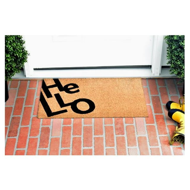 Calloway Mills 104743048 30 x 48 in. Angle Hello Rectangular Doormat, Natural & Black