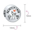 thumbnail image 3 of Bling Jewelry Womens Cartoon Stick Figures Family Love Charm Bead Pink Heart Sterling Silver Bracelet, 3 of 3