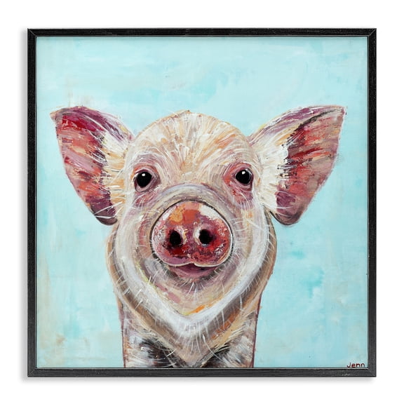 Stupell Industries Cottage Babe Screen Piglet Black Framed Giclee Art, 12 x 12, by Jennifer Seeley