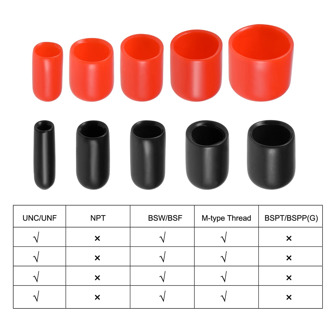 Uxcell 100pcs Round Rubber End Caps 3/8"(9mm) Beige Vinyl Cover Screw Thread Protectors