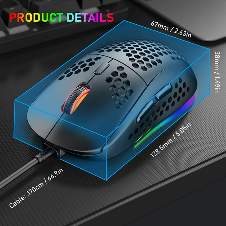 ZIYOU LANG M2 RGB Wired Gaming Mouse, Computer PC Mice USB Honeycomb M