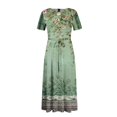 thumbnail image 7 of LWavelet Women's Plus Size Vintage Green Maxi Dress Short Sleeve Tie Waist Casual Lace Trim Dress with Pockets Light Green 3XL, 7 of 7